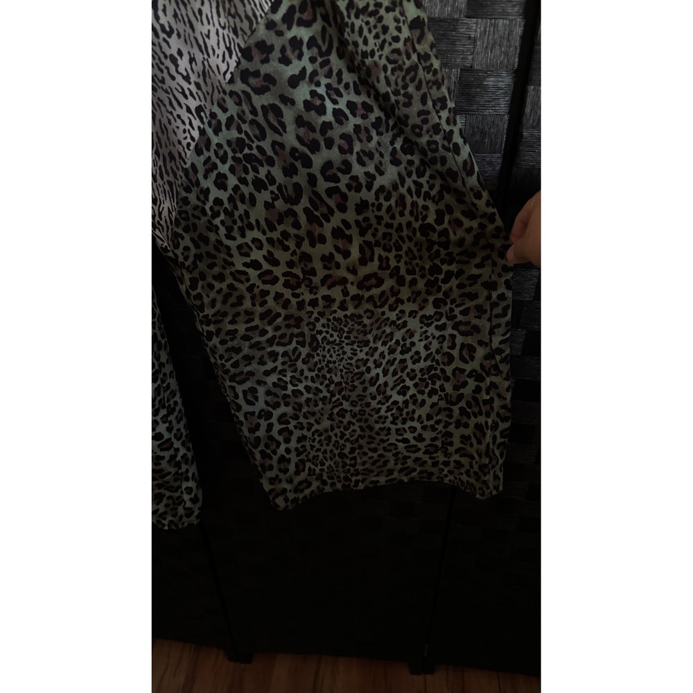 Gigio USA Wide Leg Pants Womens Medium Green Mixed Leopard Print TC1535 - Picture 2 of 13